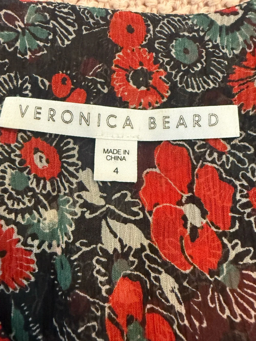 Veronica Beard Cecile Ruched Floral Silk Dress size 4